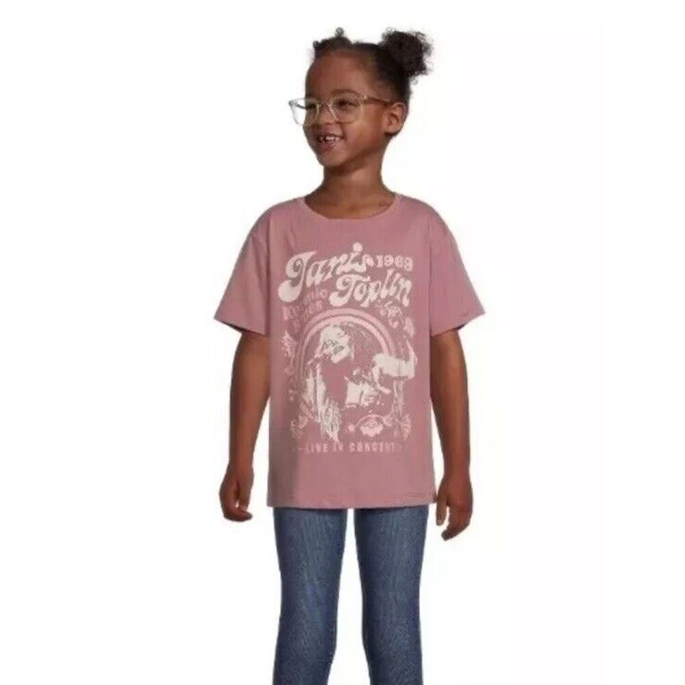 Janis Joplin Tee Shirt Girls M 7 8 Short Sleeve Pink Kosmic Blues Rock